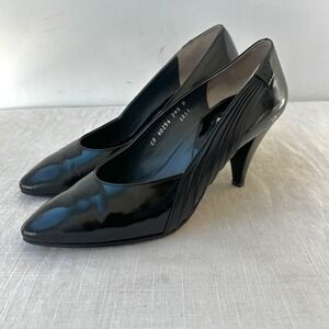Pierre Cardin Vintage Black Patent Leather Heels Party‎ Career Pumps Size 6.5
